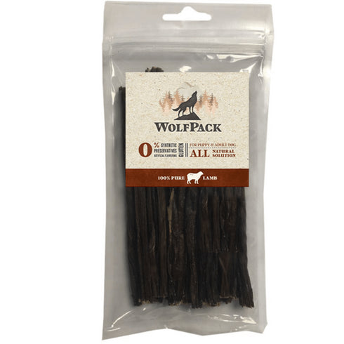 Recompense pentru caini WolfPack Batoane naturale din carne de miel 100g